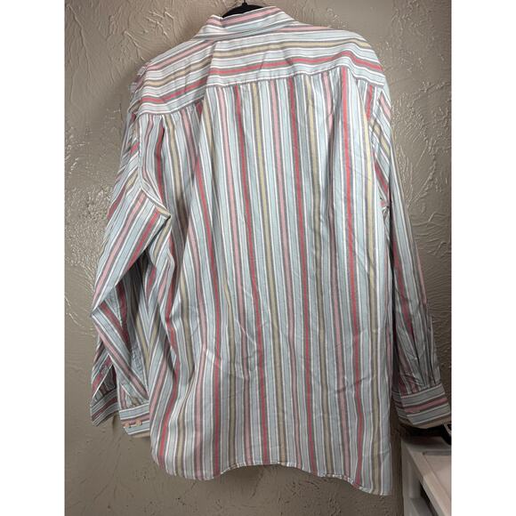 Alan Flusser Shirt Mens Casual Pocket Button Up Colorful Striped Long Sleeve‎ XL - Picture 2 of 5